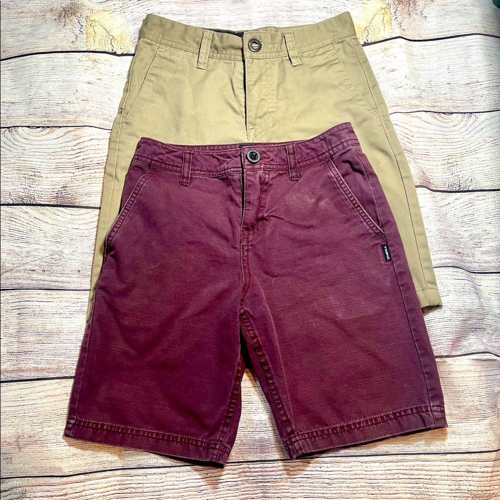 O’Neil burgundy & Volcom tan shorts size 24 boys